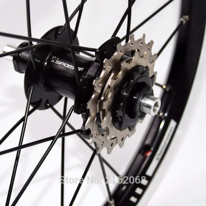 SPOMANN 14 дюймов складной велосипед сплав V тормоз для BMX велосипедный клинкер обода ось для колес из углеволокна 14er 7 подшипник 3 скорости свободного колеса