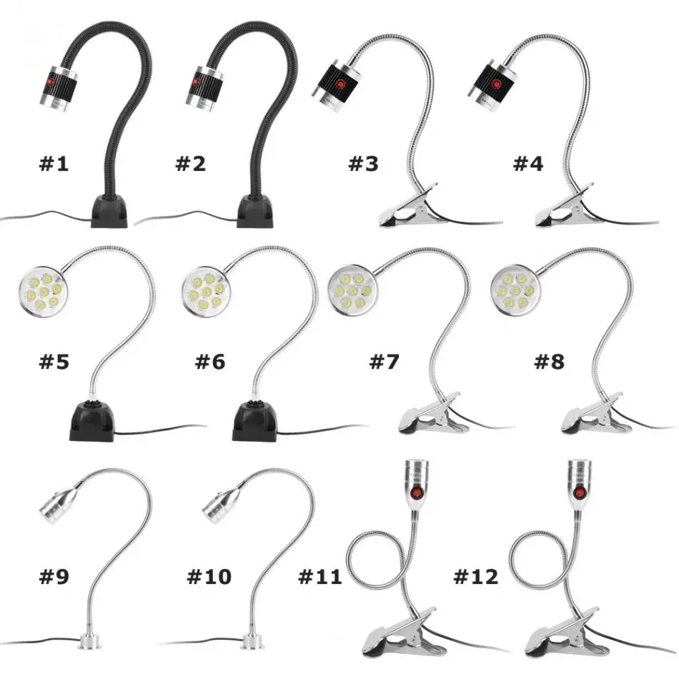 Промышленный светодиодный светильник рабочий Светильник Зажим s-образной формы/фиксированная База Светодиодный светильник для швейной машины зажимной переключатель лампы
