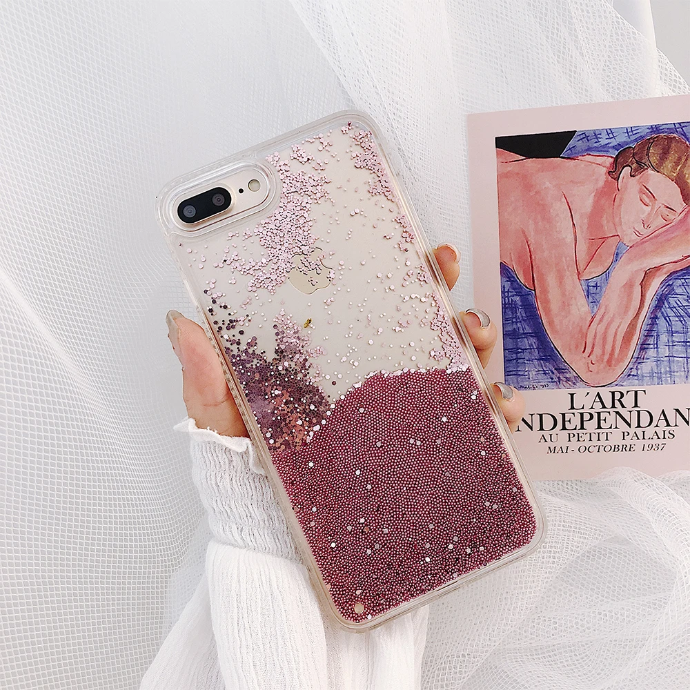 

Sparkle Floating Liquid Glitter Quicksand Case For Apple iphone X 7 8 Plus Case Transparent Luxury Original Case For iPhone 6 6s