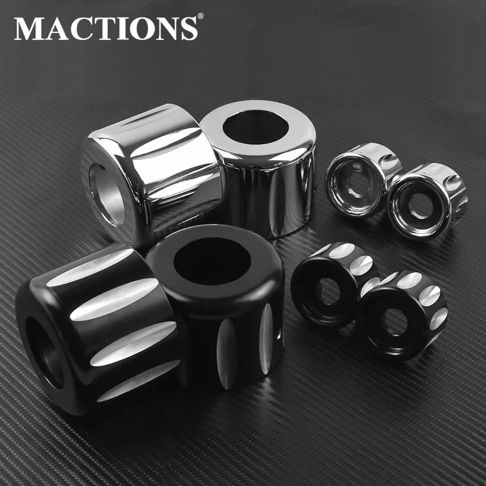 Motorcycles Rear Shock Lower & Shock Top Mount Bolt Covers Black / Chrome Aluminum For Harley