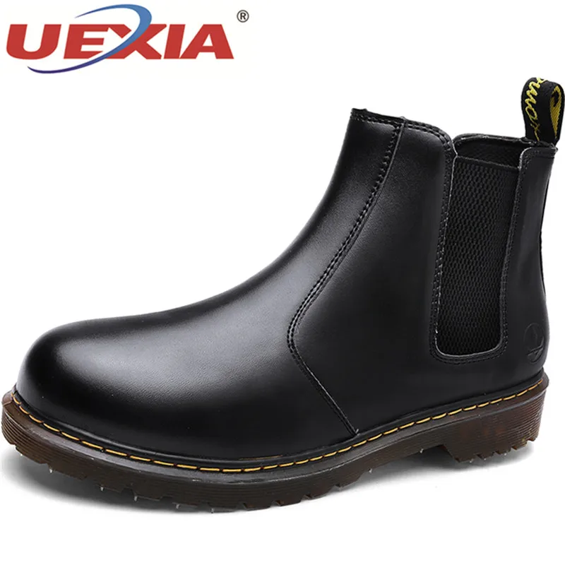 

UEXIA New Fashion Designer Mens Boots Winter/autumn Bots Outdoor Chelsea Hombre High Top Leather Martin Boot Man Shoes Men Flats