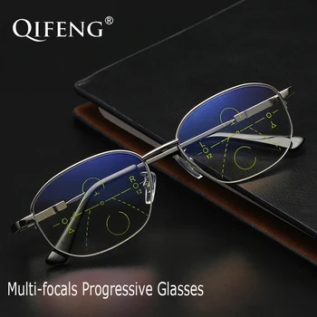 

QIFENG Multi-focal Progressive Reading Glasses Men Women Prescription Presbyopic Eyeglasses Male +1.0+1.5+2.0+2.5+3.0+3.5 QF221