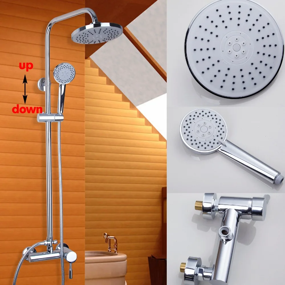 

Torayvino Bathroom Shower Set Polished Chrome Wall Mounted Shower Faucet 8" Shower Head Water Saving High Pressure Shower Set