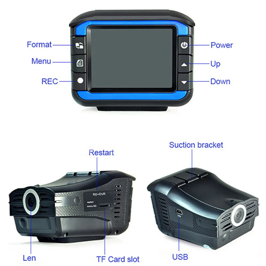 2 в 1 HD 720P Автомобильный видеорегистратор детектор камера видео рекордер видеорегистратор 140 градусов дропшиппинг Новинка Grabadora de grados
