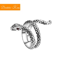 King Cobra регулируемое кольцо медный сплав Материал 30% Серебро инкрустированные Красный Циркон Кольца модные трендовые женские ювелирные изделия подарок на день рождения