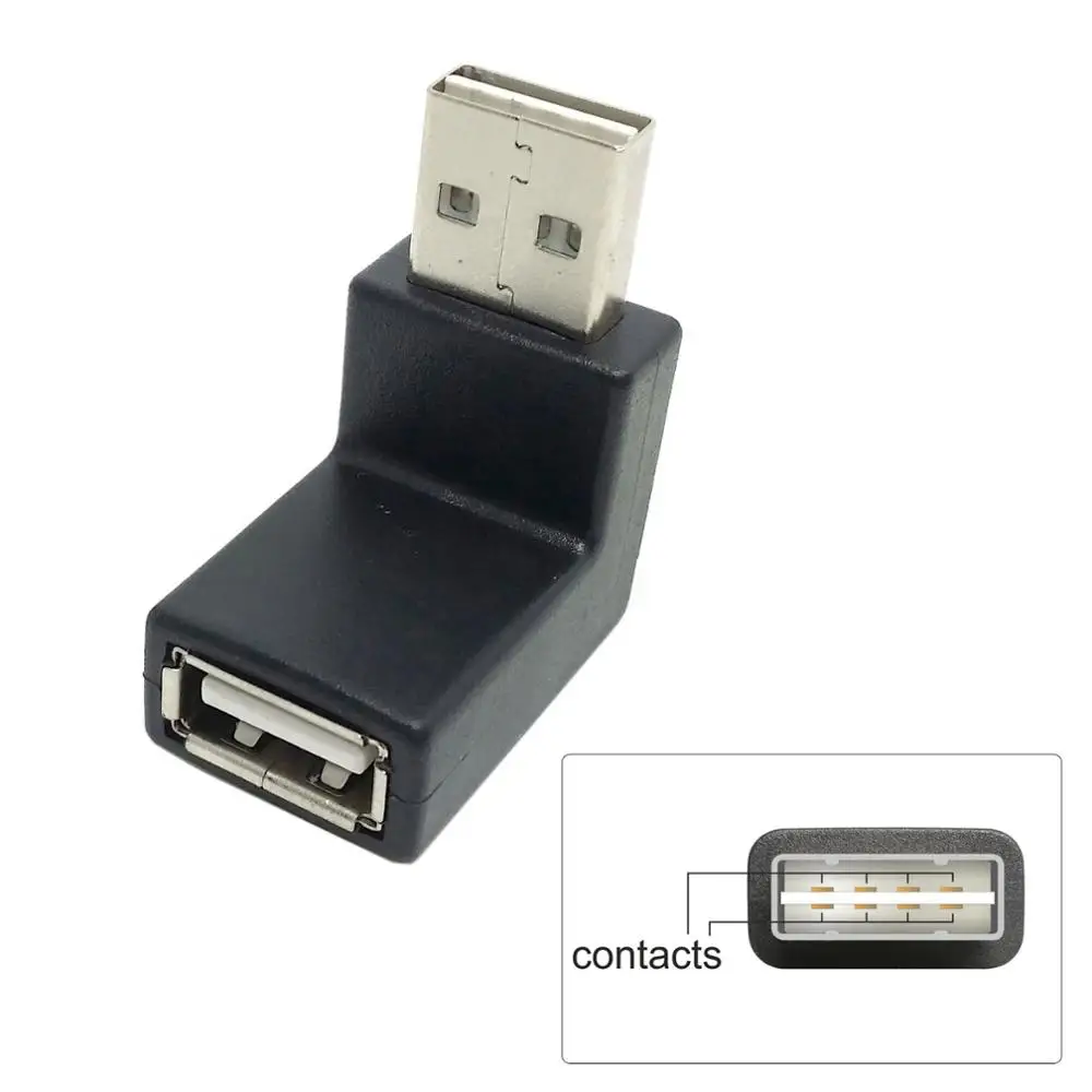 USB 2.0 A type Male to Female Extension Adapter Down & Up Angled 90 Degree Reversible Design 100pcs Free shipping DHL EMS