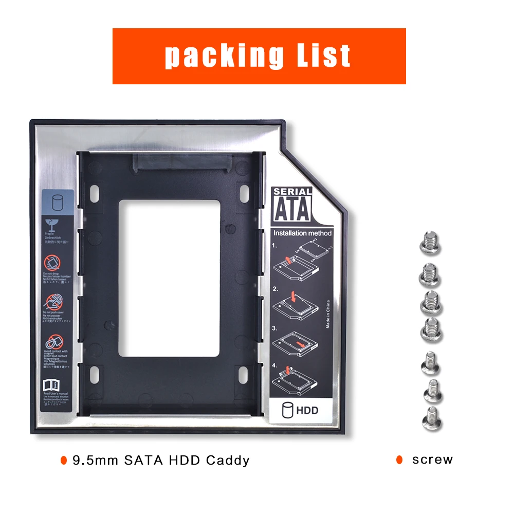 External Hard Drive Case Ssd Enclosure External Hard Drive Box Hard Disk Case Hard Drive Enclosure Hdd Case Enclosure Plastic Aluminum Universal 9.5/12.7mm SATA 3.0 2nd HDD Caddy 2.5" SSD CD DVD to HDD Case Enclosure CD-ROM ODD Optibay