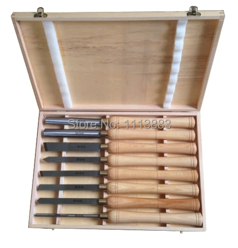 

8PCS Wooden Turning Chisel SET H.S.S Blade in wooden box