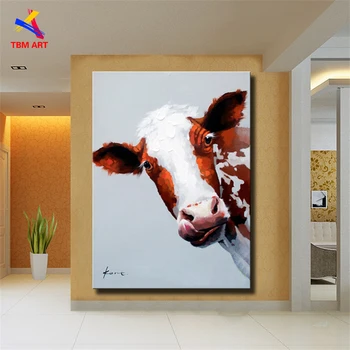 

Cow Picture Hand painted Modern Abstract Oil Painting On Canvas Wall Art Living Room Home Decoration Painting No Framed CT084