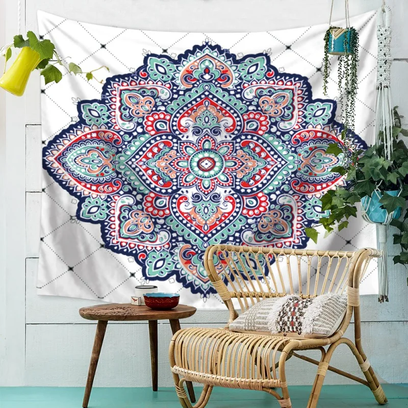 

Indian Mandala Tapestry Wall Hanging Tapestries Bohemia Mandala Floral Carpet Beach Blanket Yoga Mat for Home Wall Decoration