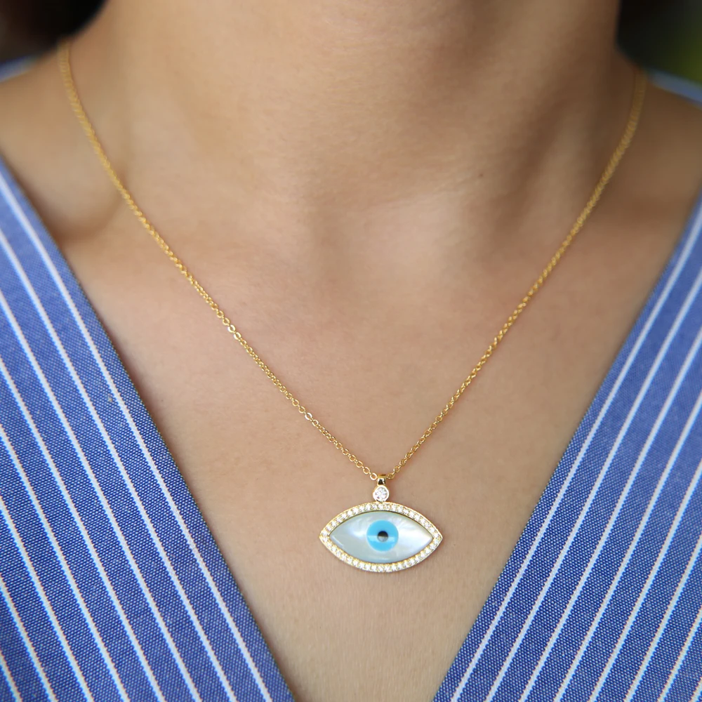 

Turkish Evil Eye charm Necklace Blue color fashion for Men Women lucky jewelry high quality silver gold rose gold color