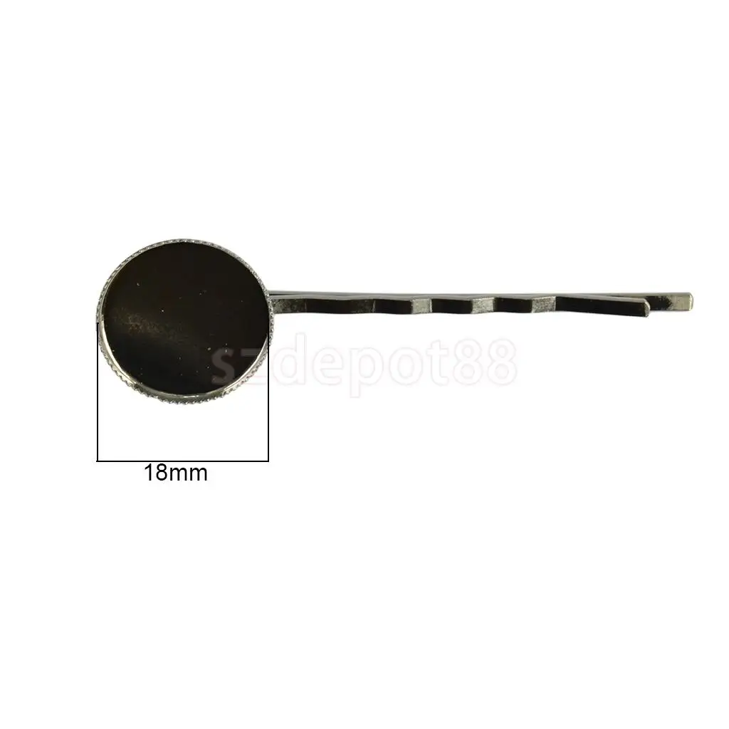 10 Pieces Vintage Brass Hair Slide with 18mm Pad Cabochon Bezel Setting Tray DIY Finding Craft 