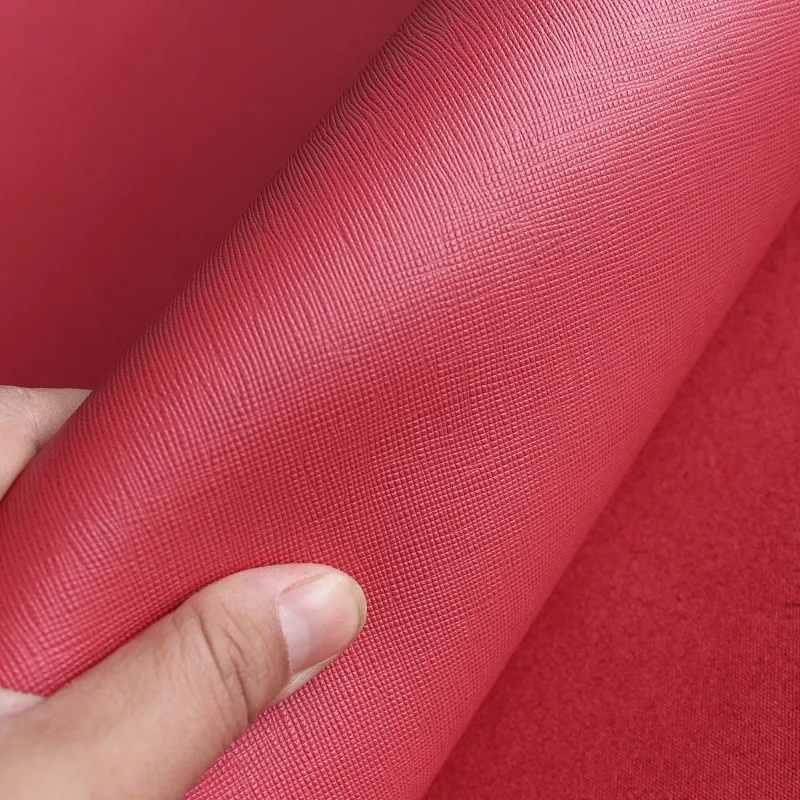 

30*30CM head of the first layer of Leather Cross peach red leather material hand DIY bag fabric leather material