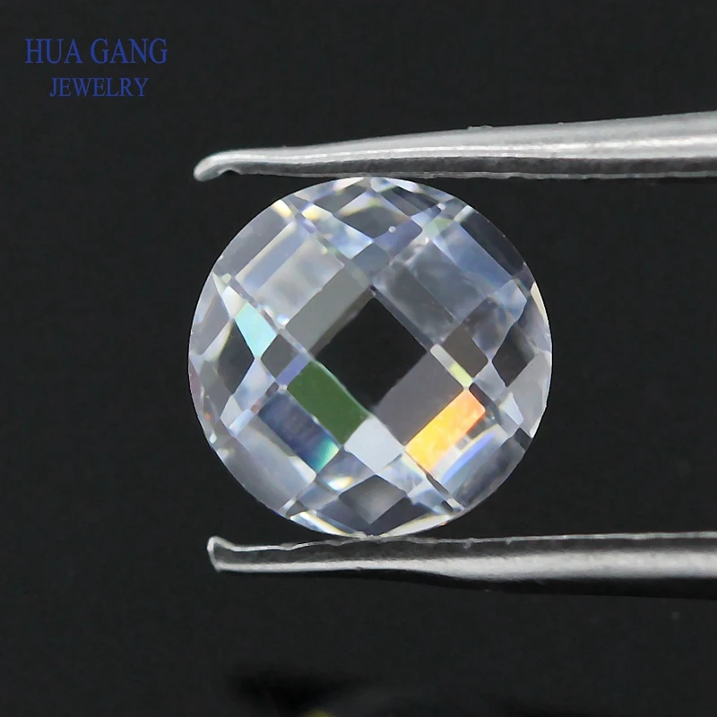 

White Cubic Zirconia Stone Round Shape Double Checkerboard Cut Loose CZ Stone Synthetic Gems For Jewelry 2.5~14mm Free shipping