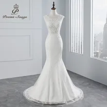 PoemsSongs настоящая фотография стиль сексуальное свадебное платье русалки без рукавов кружевное свадебное платье Vestido de noiva