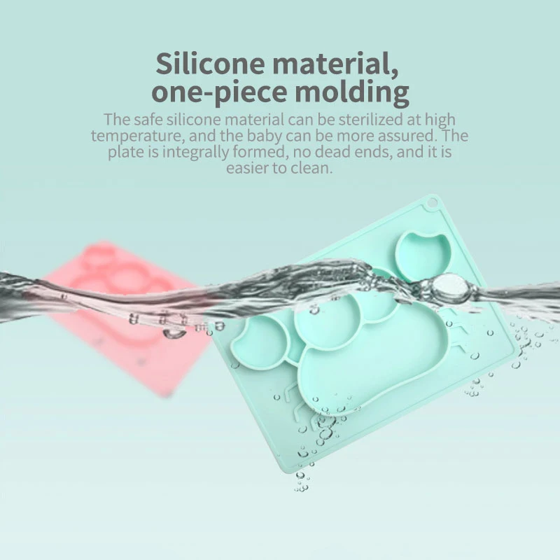 Безопасная силиконовая обеденная тарелка, Детская мультяшная посуда, Детская обеденная тарелка, Детская тренировочная миска для детей, детская присоска для кормления