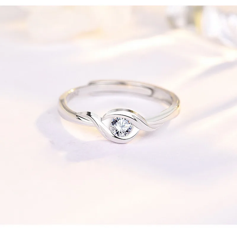 

Bonsoir Silver zircon Ring Women Adjustable Birthday Gift