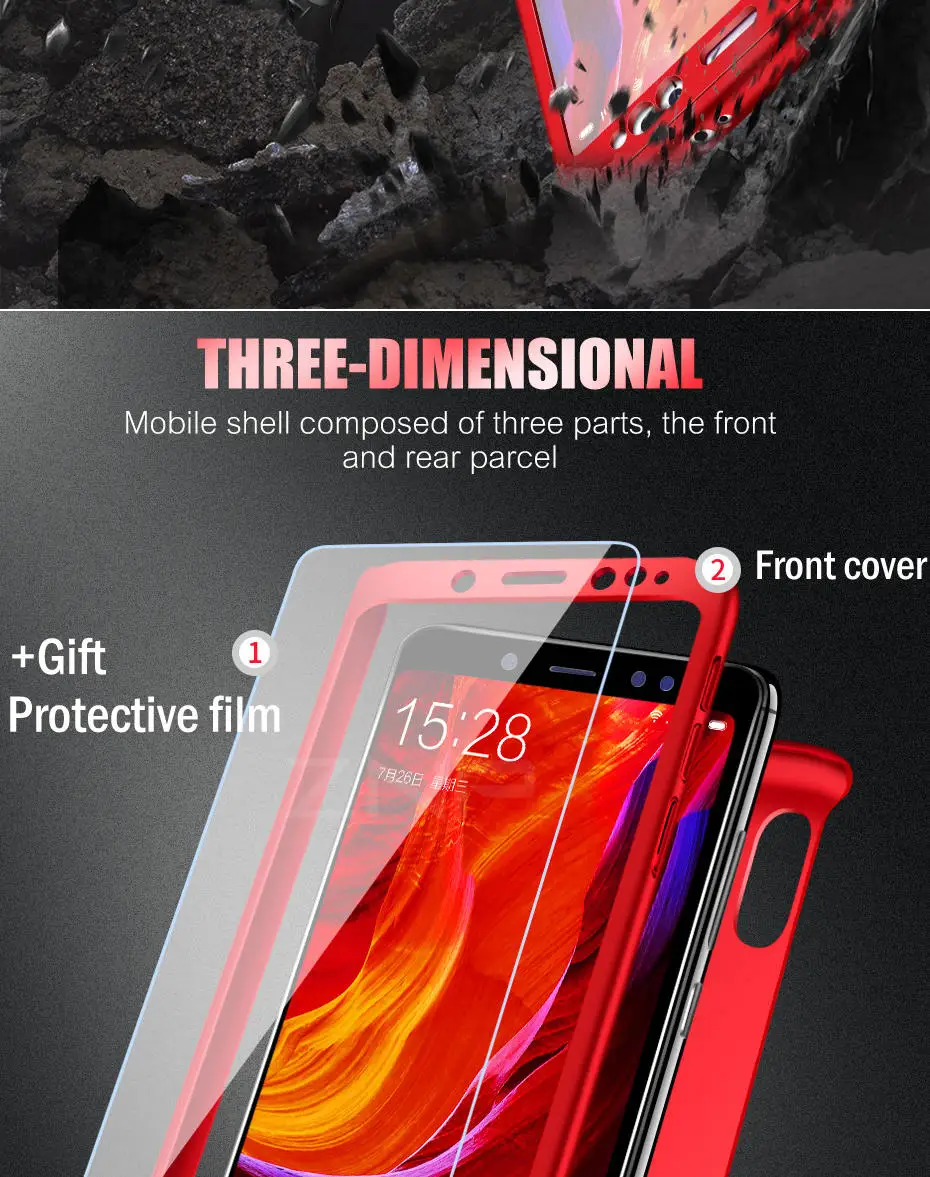 ZNP 360 Protection Case For Xiaomi Redmi 4X 5 Plus 6A 6 Pro S2 Full Cover For Redmi Note 6 5 Pro Redmi Note 5A Case With Glass -