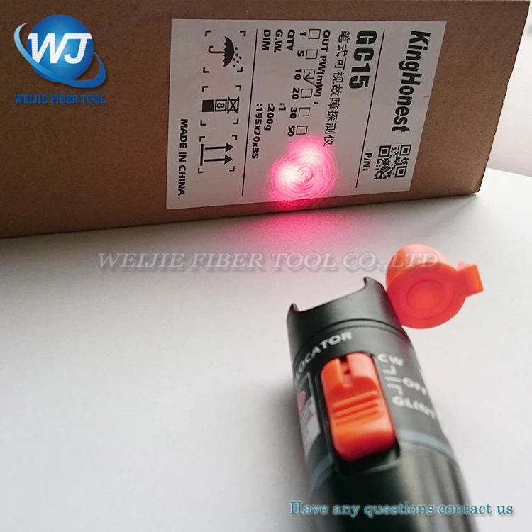 

VFL 10 km Fiber optic visual fault detector pen out pw : >10mW Visual Fault Locator
