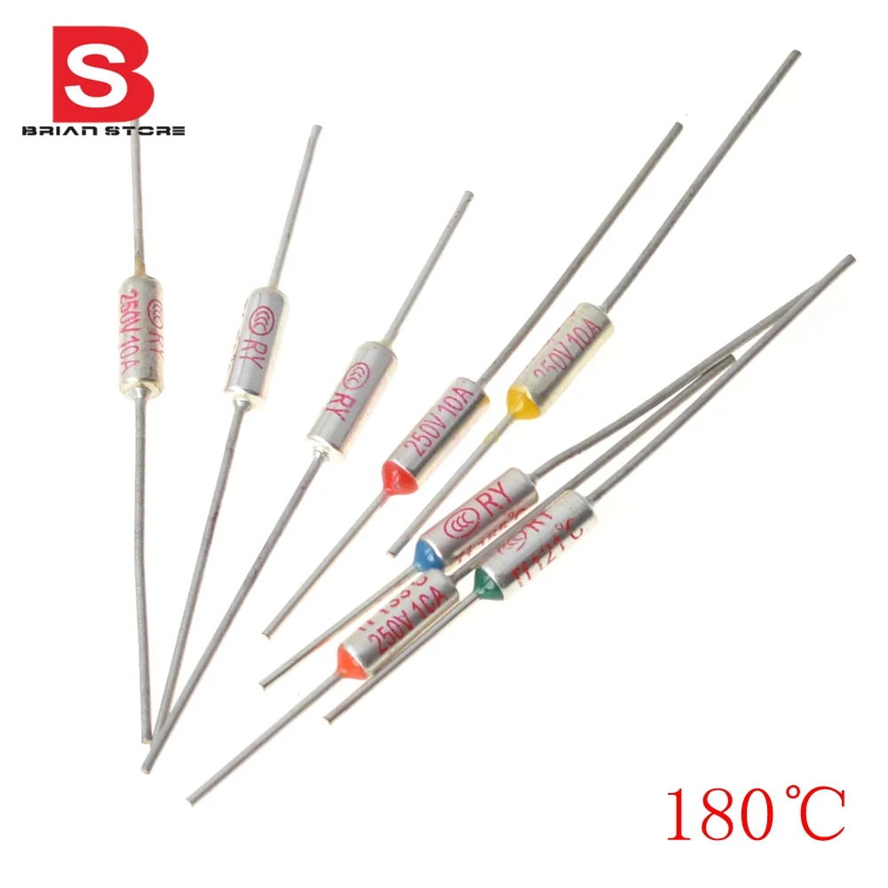 Buy RY Mini thermal fuses 250V 10A 180 degrees 2015 New Micro temp metal shell