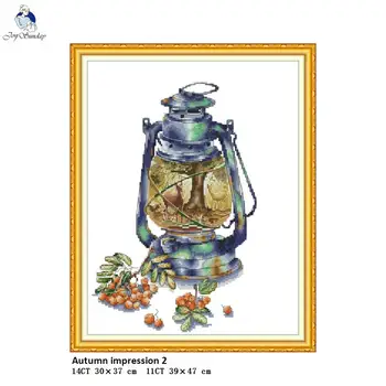 

Needlework,DIY Hand Made DMC Cross stitch,Sets For Embroidery kits, Autumn Impression Patterns Counted Printed Cross-Stitching