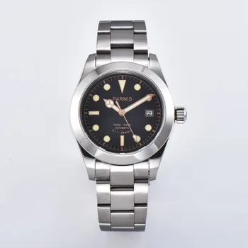 

Parnis brand 40mm watch mens Sapphire glass Miyota mechanical Automatic mens fashion dress watch Stainless steel strap Luminous