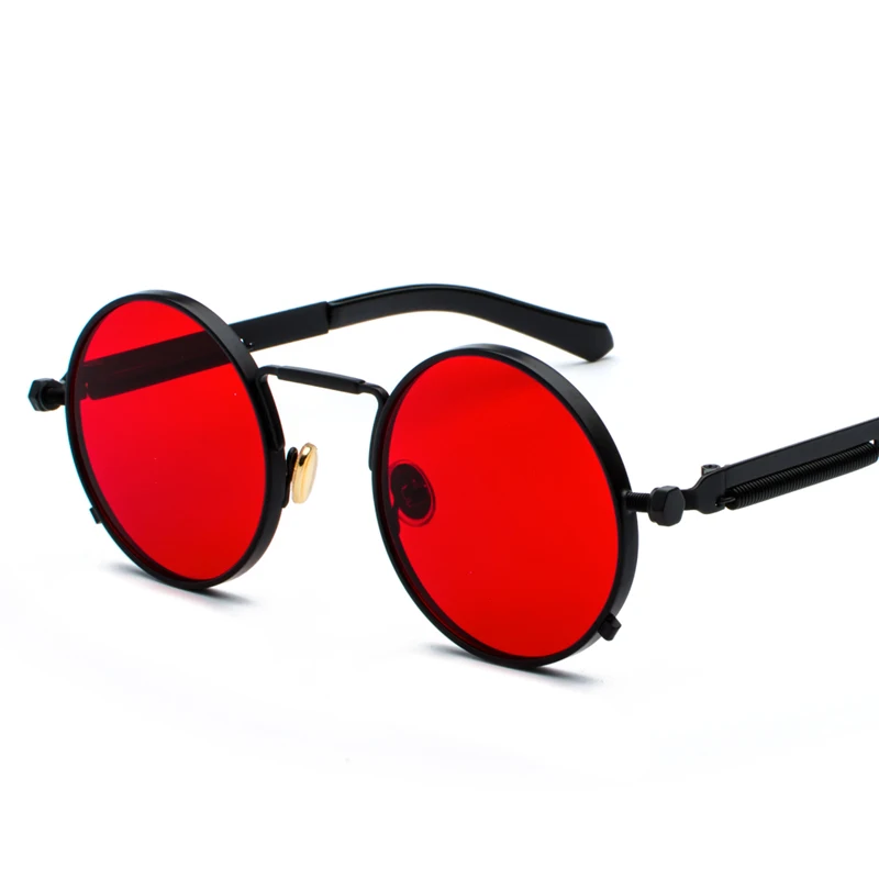 Kachawoo, круглые готические стимпанк Солнцезащитные очки, мужские, красная металлическая оправа, Ретро стиль, круглые солнцезащитные очки для женщин, лето, UV400