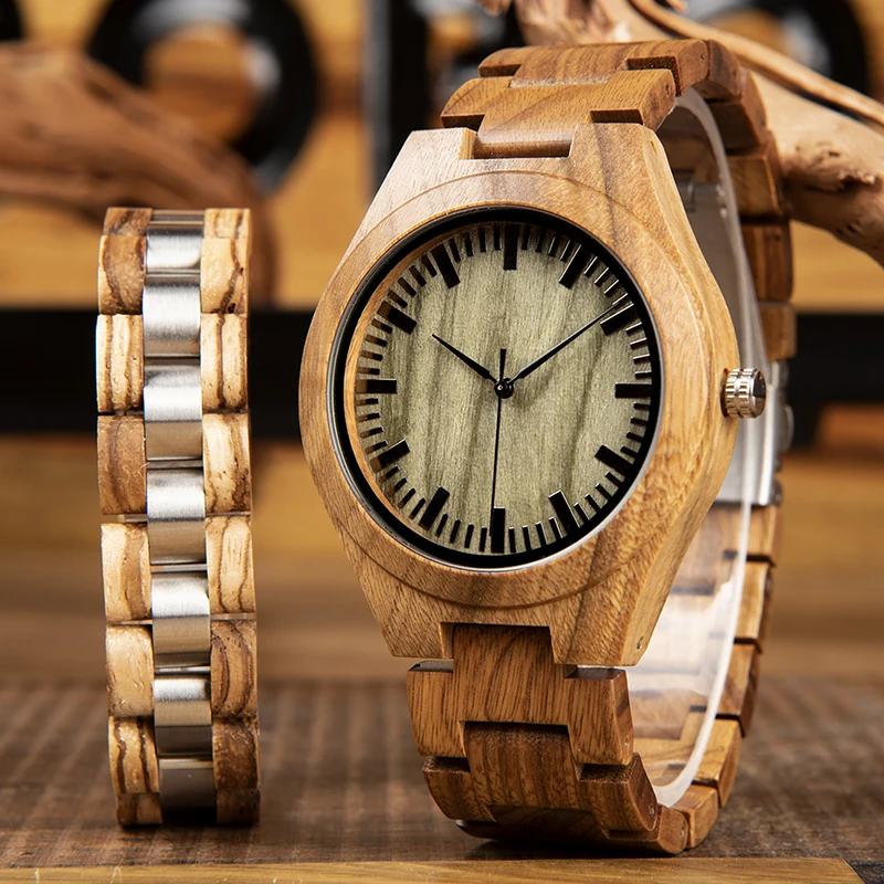 relogio masculino BOBO BIRD Watch Men Wood Metal Bracelet Relojes Quatz Watches Analog Mens Wristwatch Bangle Gifts Wooden Box