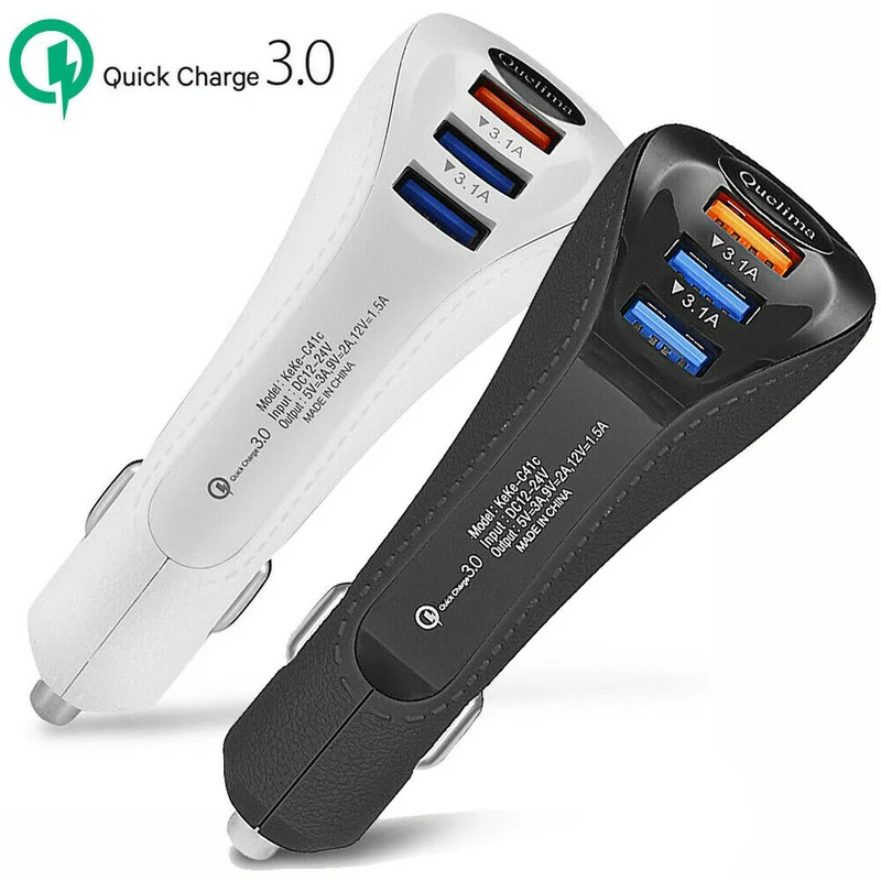 

3Ports USB Phone Car Charger Fast Quick Charge QC3.0 for Iphone Samsung Adapter Charger Phone Charge Car Electronics Accessories