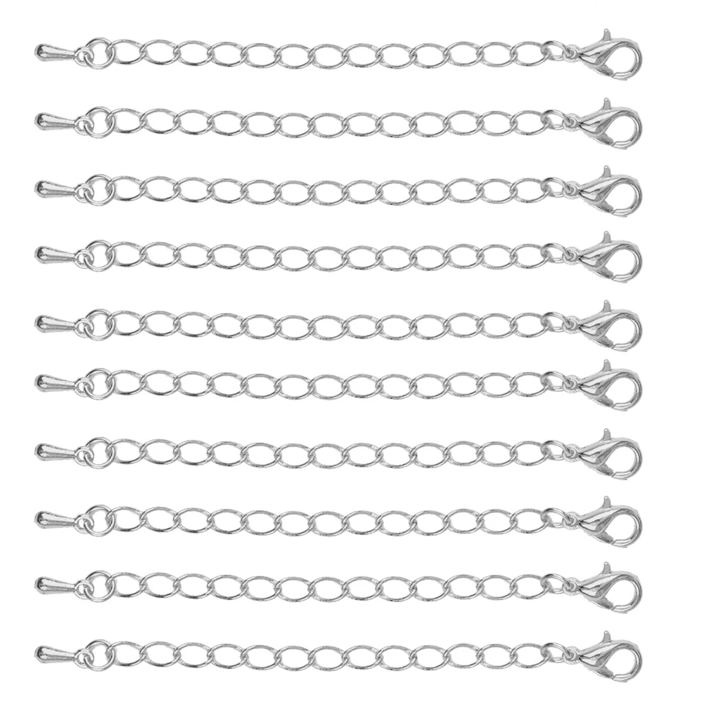 

20pcs Silver Extension Link Chain with Lobster Clasps Necklace Extenders Chains Bulk for DIY Jewelry Findings Making 75mm