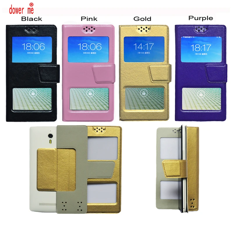 

dower me Double window Universal Flip PU Leather Case Cover For INOI 2 Lite Smart Phone In Stock N3