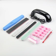 10pcs/set Pro Manicure Tools UV lamp Kit LED Nail Dryer Rectangular Nail Files Brush Accessories Nail Art Set