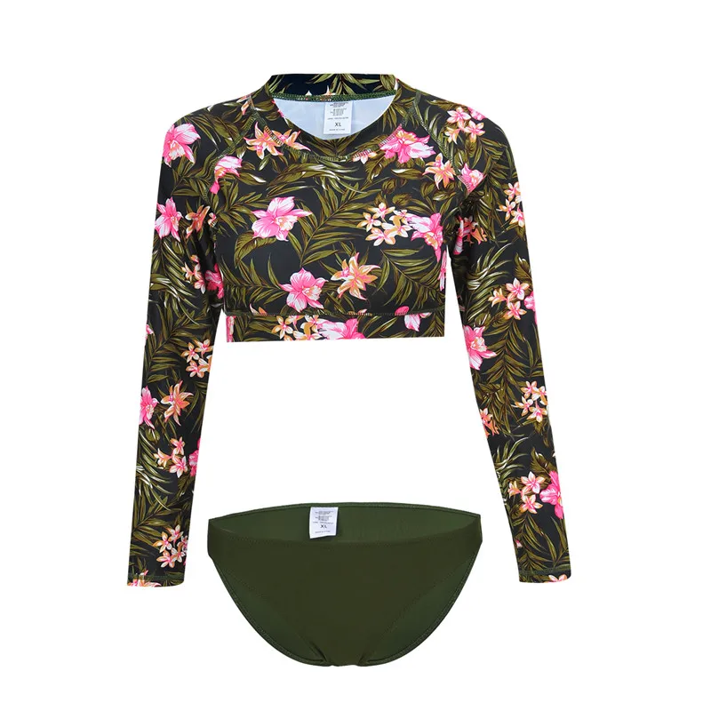 Summer Two Piece Plus Size Bathing Suits Womens Army Green Floral