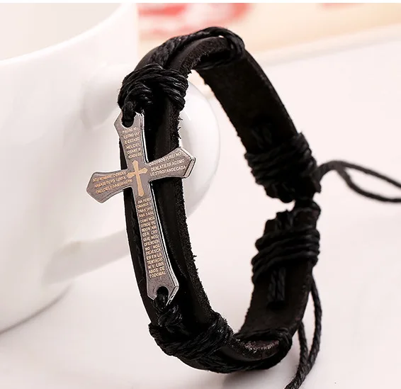 3 шт. мужские и женские браслеты из коровьей кожи|cross bracelet|leather braceletbracelet black |