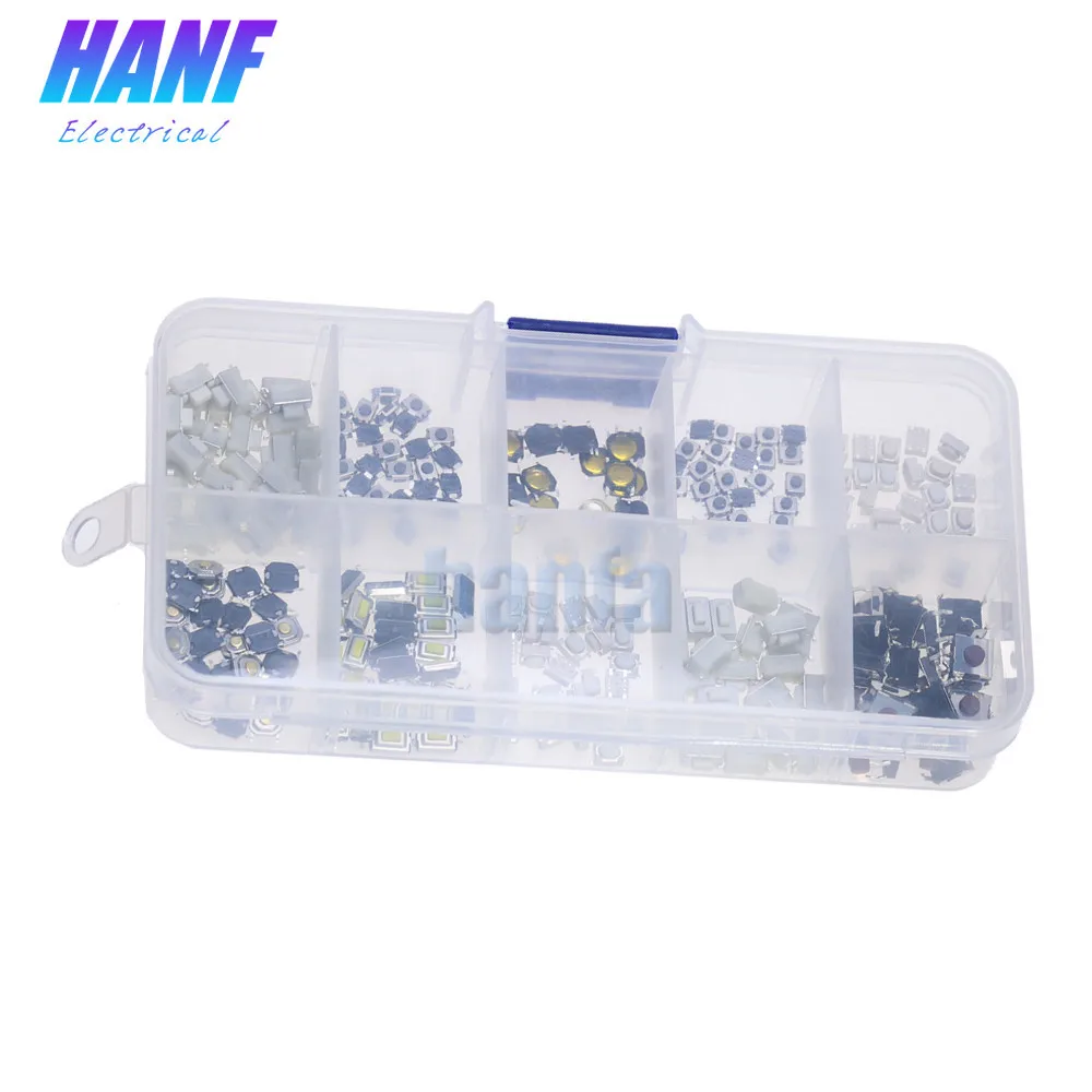 

250pcs/box Mixed Tactile Touch Push Switch Kit 10 Types Car Remote Control Button Microswitch For Electronic Products