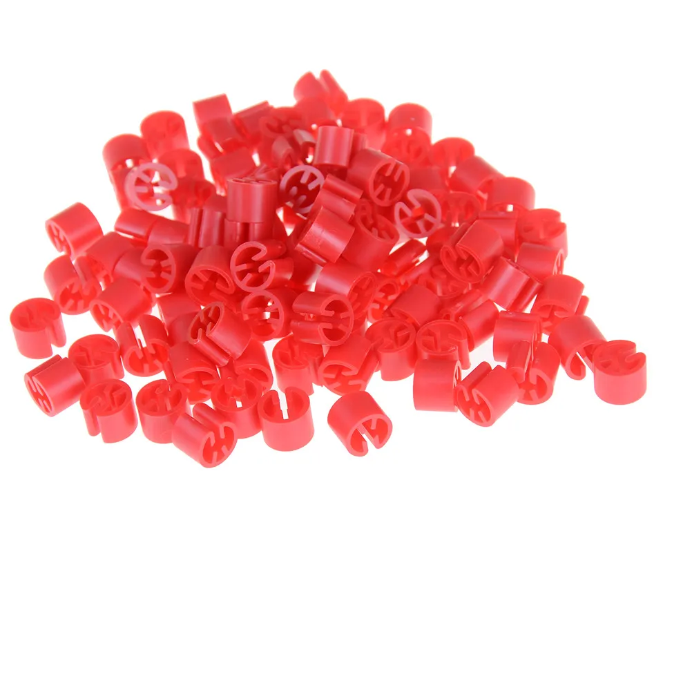 100 шт. этикетка труба маркированная вешалка для одежды пластиковая защелка на вешалке Размер Маркеры вешалки круг маркер для размера s аксессуары - Color: Red