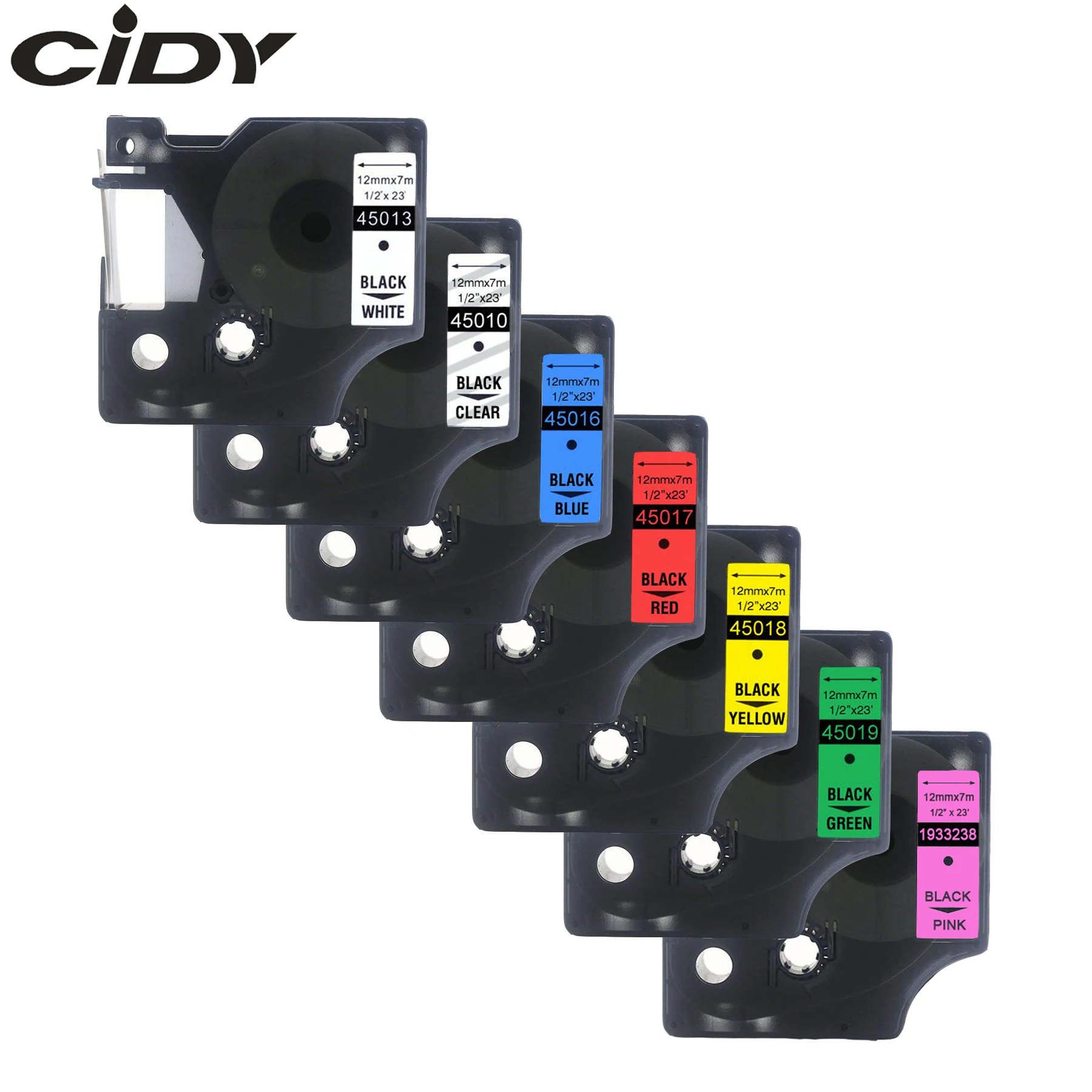 Лента для этикеток CIDY 45013 совместимая с Dymo D1 12 мм 6 9 19 лента черного и белого цвета