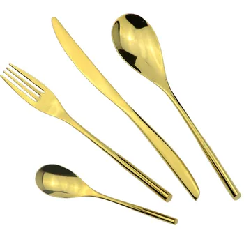 

JK Home 24 Pcs/Lot 18/10 304 Golden Dinner Set Stainless Steel Cutlery Set Kitchen Tableware Cutlery Fork Knife Dinnerware Set