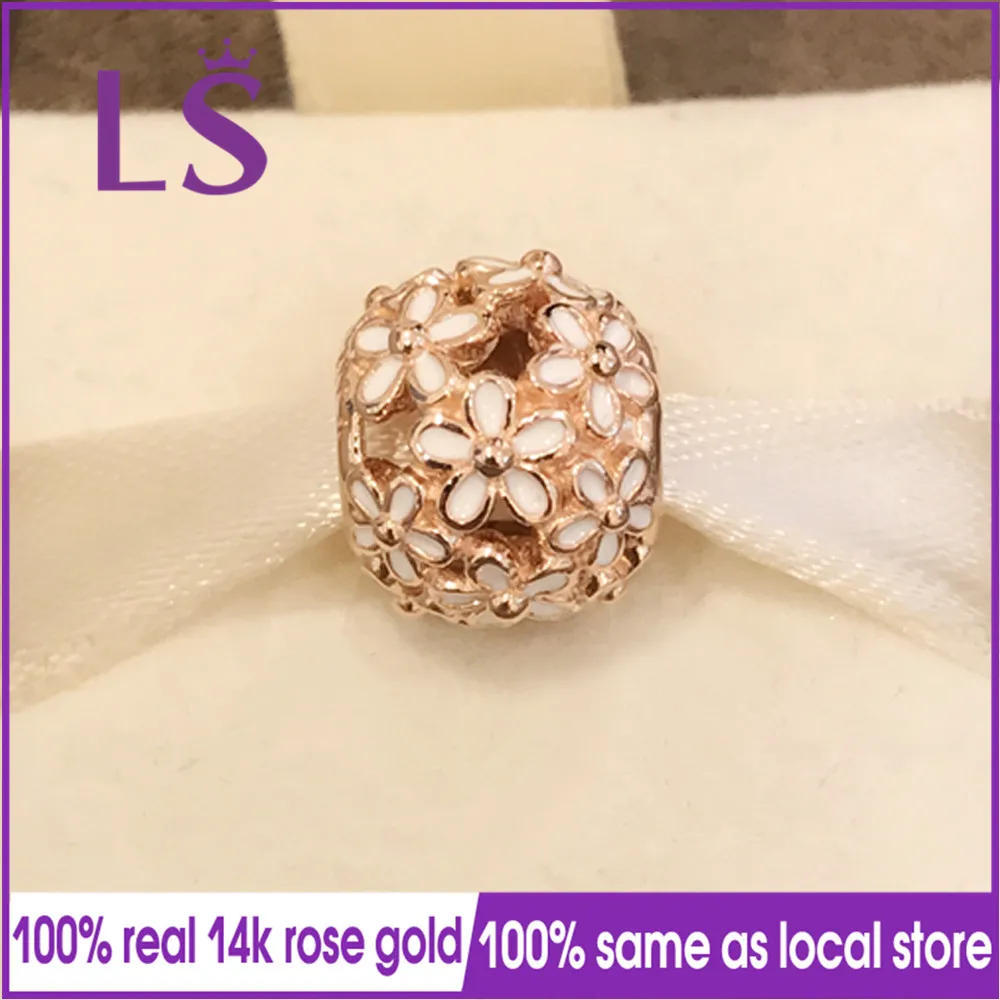 

LS Rose Darling Daisy Meadow Charm Fit Original Bracelets Bangle Pulseira Charm Berloque.Fine Identical Jewelry Making Factory C