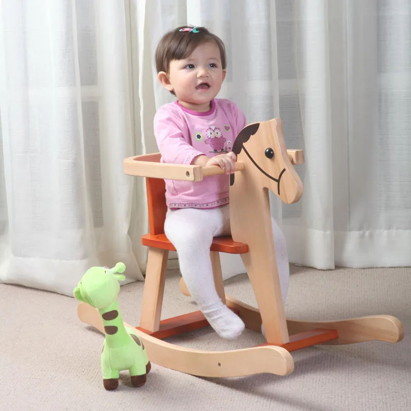 

European Style Solid Wood Baby Rocking Chair Toy Car Trojan Ecstasy