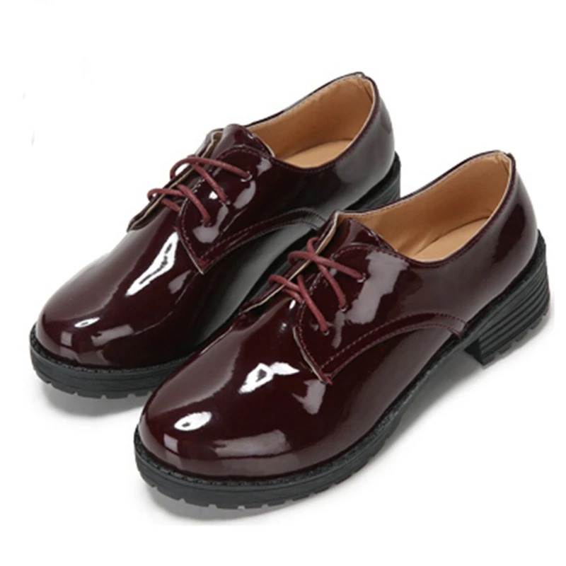 

Fashion England Style Women Flats,Retro Lace-up Round Toe Platform PU Leather Women Shoes Drop  Shipping XWD848