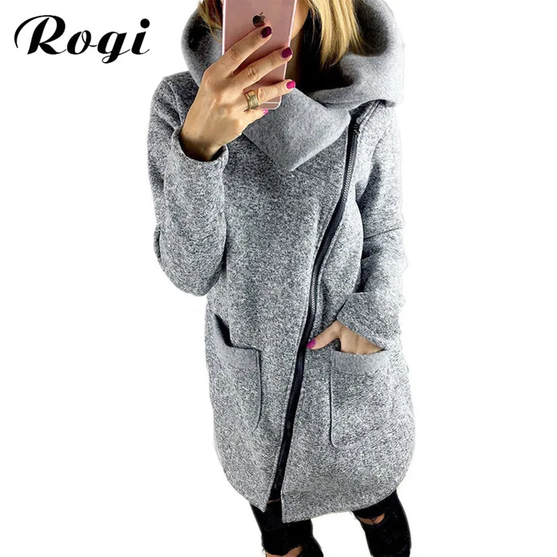 

Rogi Fleece Warm Sweatshirt Jackets Women 2019 Truien Dames Fashion Zip-Up Jumper Ladies Turtleneck Hoody Moletom Feminina S-5XL