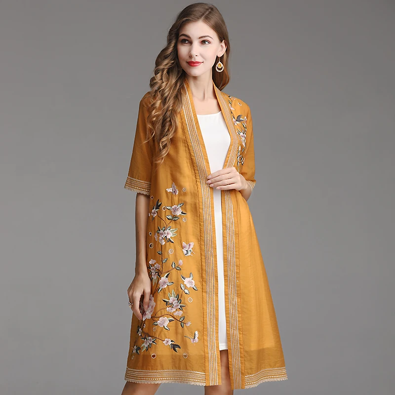 Vintage Manteaux Décontractés Qualité Nouvelle Cardigan À 5xl 2019 Vestes Été Mode Femmes Printemps Broderie Poche Floral La Top yellow Patchwork Black 8nmNvO0w