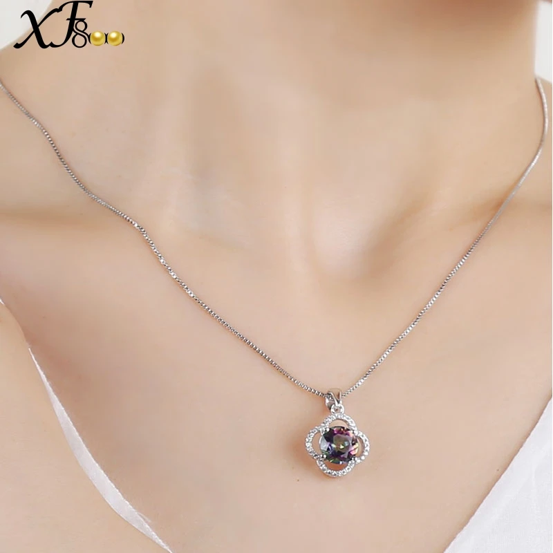 Женское ожерелье из серебра 925 пробы с подвеской в виде топаза|fine jewelry|gifts for womengifts