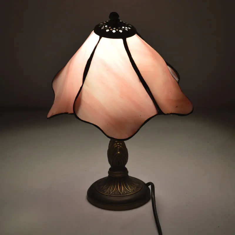 8 дюймов розовый цветок лотоса Тиффани настольная лампа в стиле кантри витражная прикроватная лампа E27 110-240 В