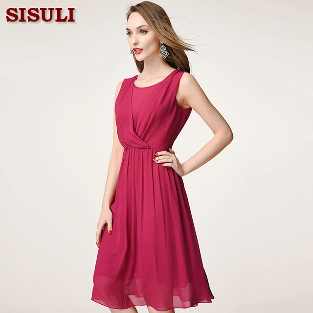 Women Silk Dress 2755 Women Floral Printed Silk Dress Invintage Summer