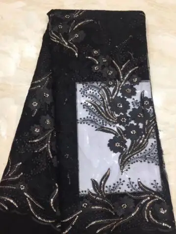 

New Style black Color Nigerian Lace Fabrics 2019 High Quality Tulle African Laces Fabric Wedding French Tulle Lace Material