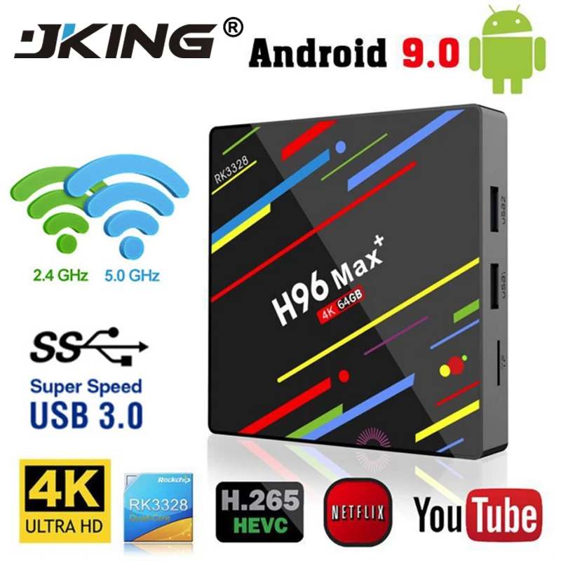 H96 MAX Plus Smart tv Box Android 9,0 tv Box 4 ГБ ОЗУ 32 ГБ/64 Гб ПЗУ Rockchip RK3328 4K H.265 USB3.0 2,4 ГГц WiFi IP tv set top box