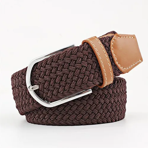 Hot Colors Belt Casual Women Knitted Pin Buckle Belt Fashion Woman Woven Elastic Stretch Belts Canvas Female - Цвет: shen-ka-feiZ1