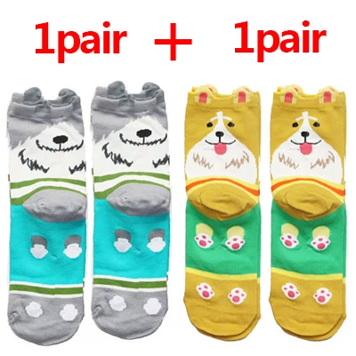 1/2/3pairs Cute Animal Socks for Women Men 3D Ears Dog Socks with Print Art Socks Winter Autumn Kawaii Socks Warm Sokken Meias - Цвет: 2pair